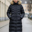 Casaco Longo Preto até o Joelho com Enchimento Quente e À Prova de Frio