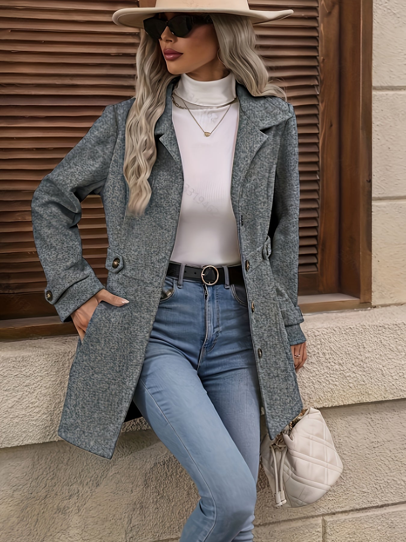 Casaco Elegante Feminino de Meia-Comprimento para Outono e Inverno