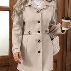 Casaco Elegante Feminino de Meia-Comprimento para Outono e Inverno