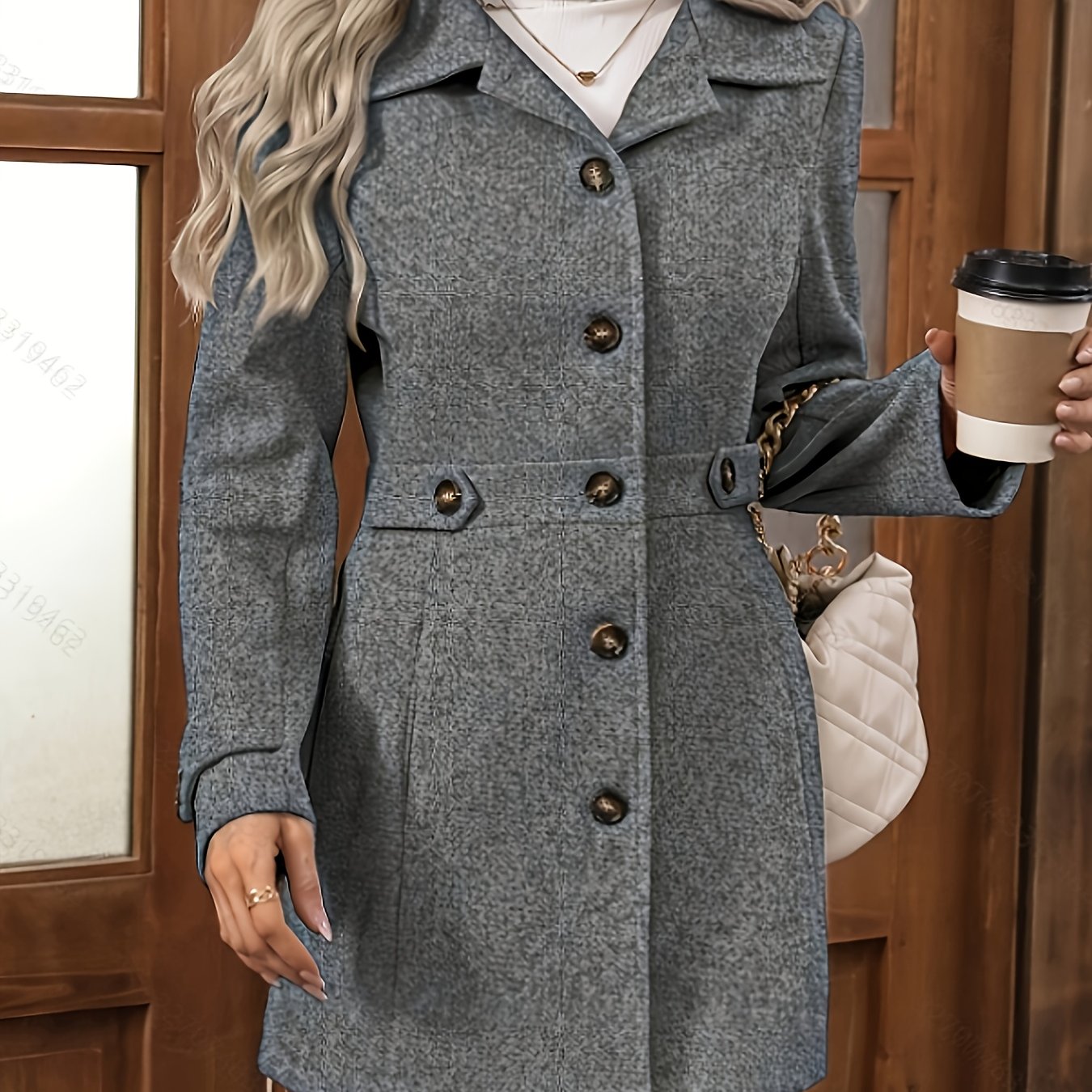 Casaco Elegante Feminino de Meia-Comprimento para Outono e Inverno