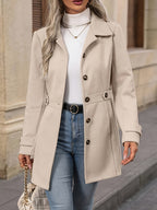 Casaco Elegante Feminino de Meia-Comprimento para Outono e Inverno