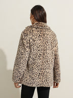 Casaco de Inverno Casual em Pelo Sintético com Lapela para Mulheres