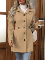 Casaco Elegante Feminino de Meia-Comprimento para Outono e Inverno