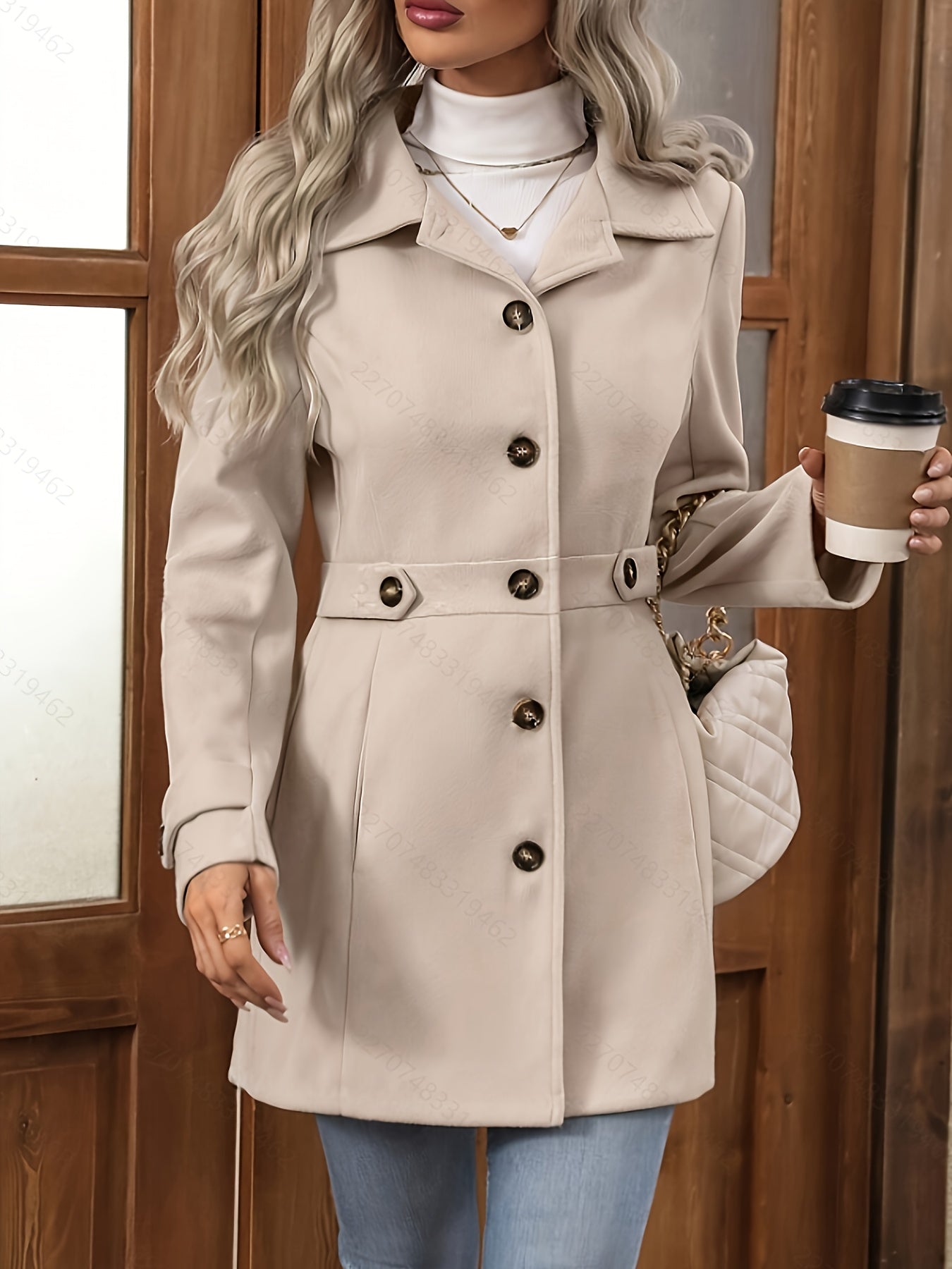 Casaco Elegante Feminino de Meia-Comprimento para Outono e Inverno Imagem secundária do produto