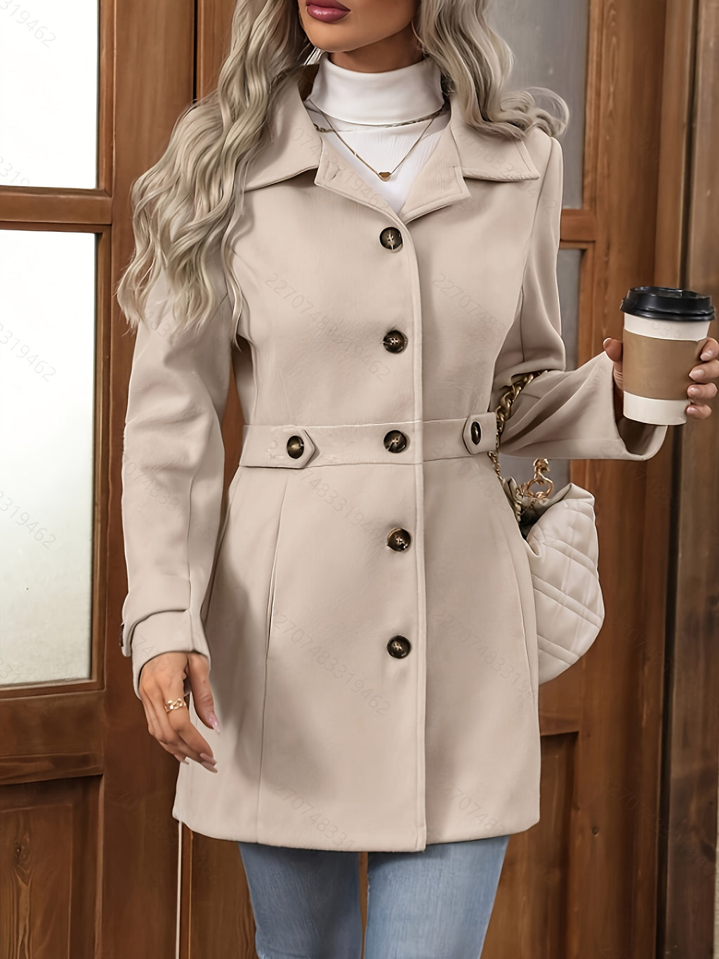 Casaco Elegante Feminino de Meia-Comprimento para Outono e Inverno