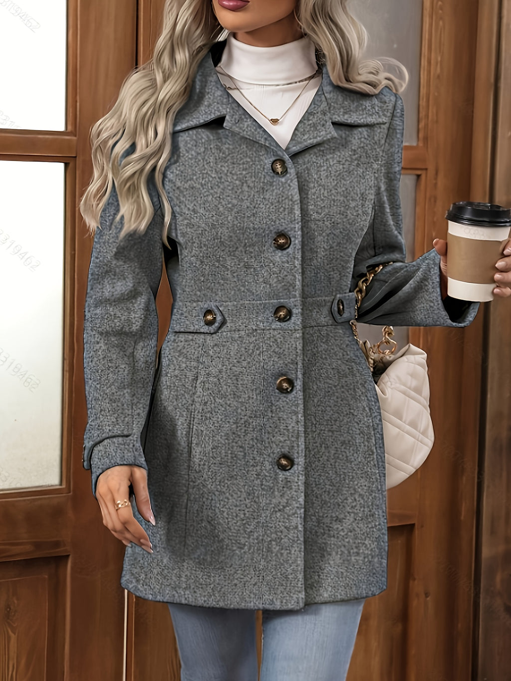 Casaco Elegante Feminino de Meia-Comprimento para Outono e Inverno