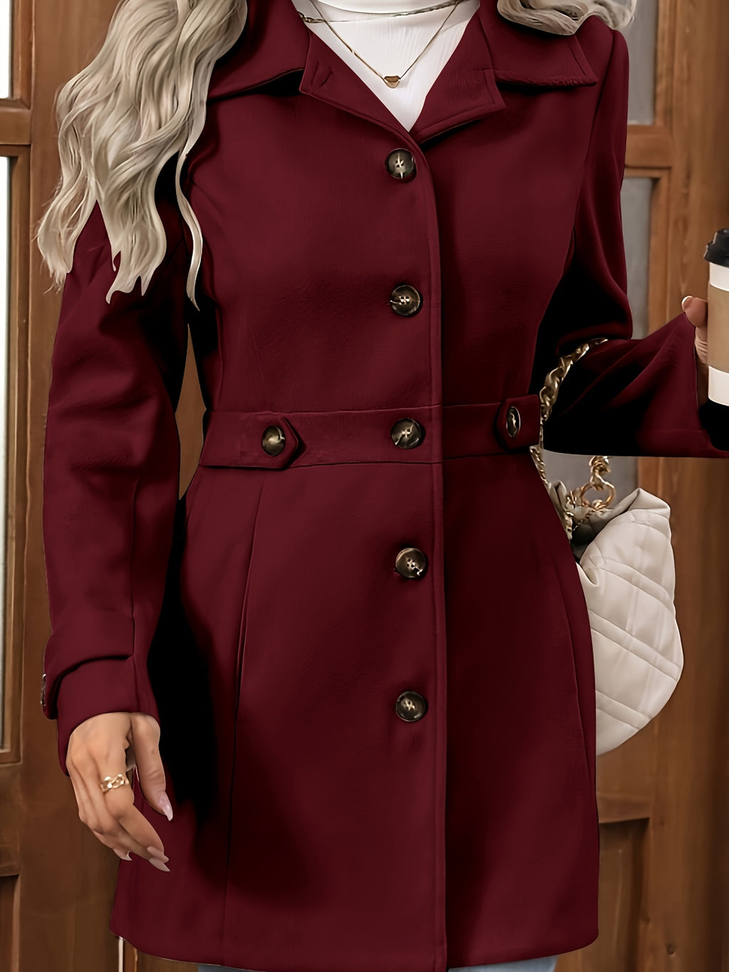 Casaco Elegante Feminino de Meia-Comprimento para Outono e Inverno