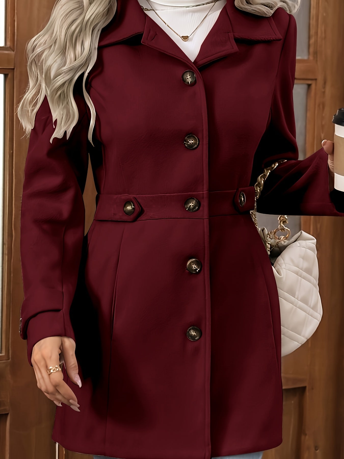 Casaco Elegante Feminino de Meia-Comprimento para Outono e Inverno